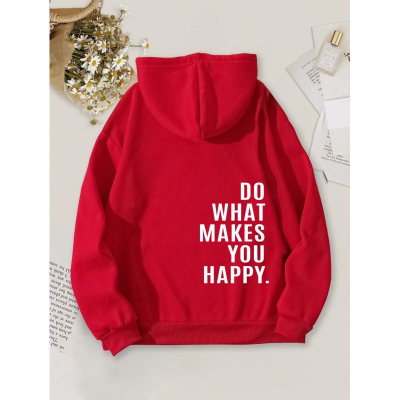 XS-5X Women's Retro Letter Print Drop Shoulder Hoodie