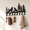 Metal Wall Mount Key Holder Rack with Wolf and Tree Design Over Door Towel Hook Rack Creative Storage Organizer with Multiple Hooks
