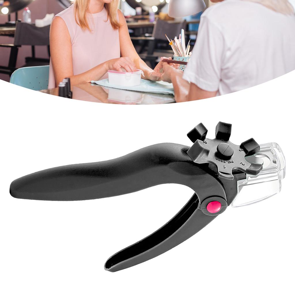 Adjustable Acrylic Nail Clippers with Sizer Professional Salon Stainless Steel Nail Tips Cutter Trimmer Black