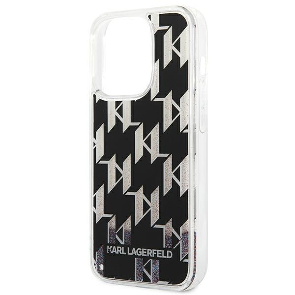 Etui do iPhone 14 Pro Karl Lagerfeld Liquid Glitter Monogram Czarne