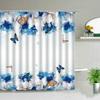 Plant Series Shower Curtains Bathroom Waterproof Polyester Cloth Curtain Set Flowers Print Screens For Bathtub Decor With Hooks