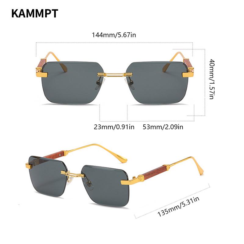 Rimless Rectangle Sunglasses Men Stylish Vintage Gradient Ocean Lenses Eyewear  New Trendy Brand Design Women Shades