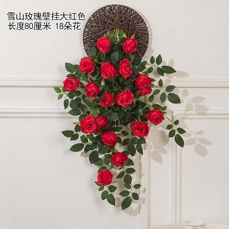 Artificial Flower Rattan Decoration Wall Hanging Roses Fake Hanging Flowers Decorative Flowers Wreath Wedding Home Garden Decor