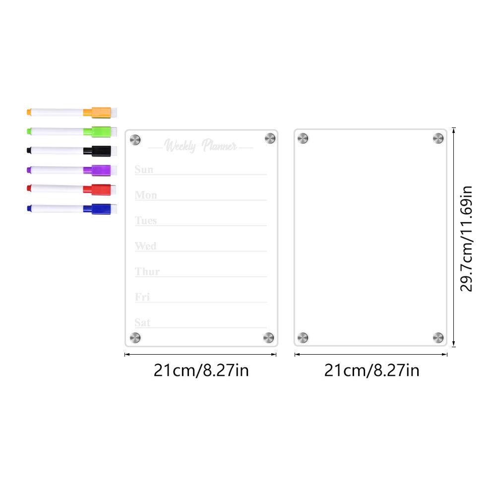 TYU087 3D Magnetic Acrylic Erasable Weekly Planner Board for Refrigerator