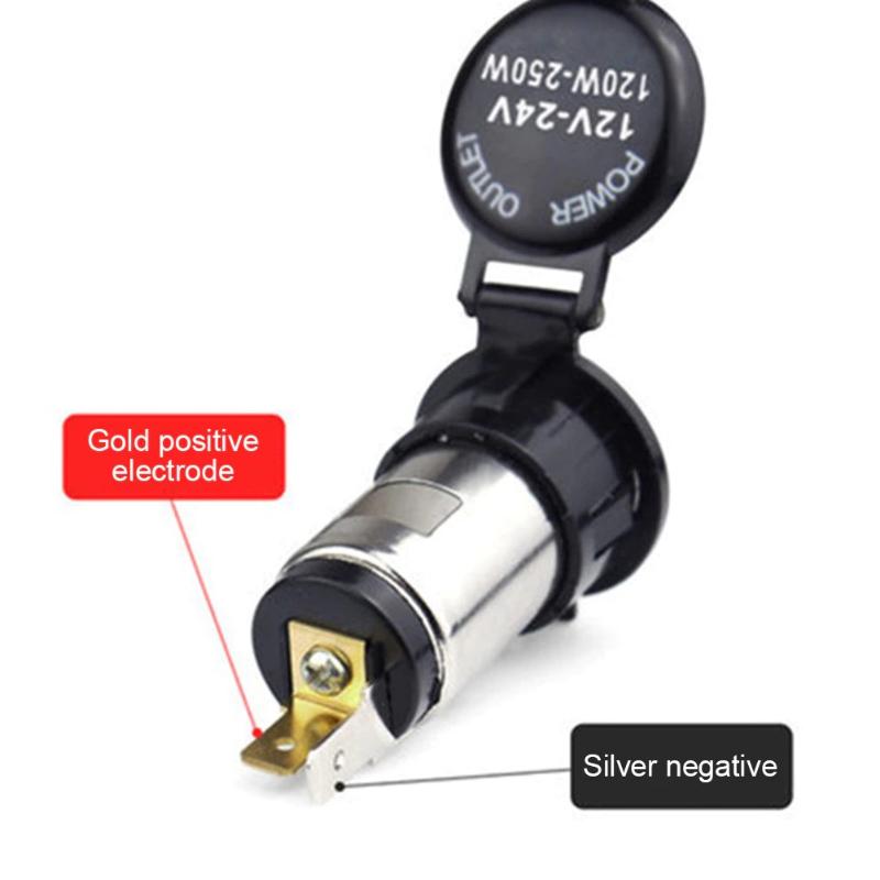 Car Cigarette Lighter Female Socket Power Plug With Waterproof Cover Case Dc Charger Socket Outlet For Car Dvr 12V-24V 120W