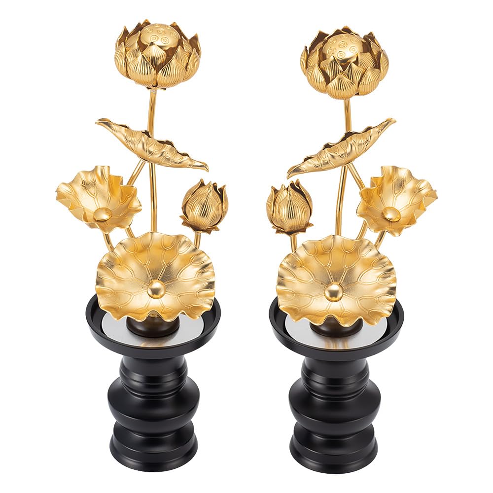 Boutique d'autels bouddhistes Takita Shoten Fleur éternelle avec support de fleurs 4 cm Hauteur totale Autel bouddhiste Fabriqué au Japon Certificat inclus (paire)