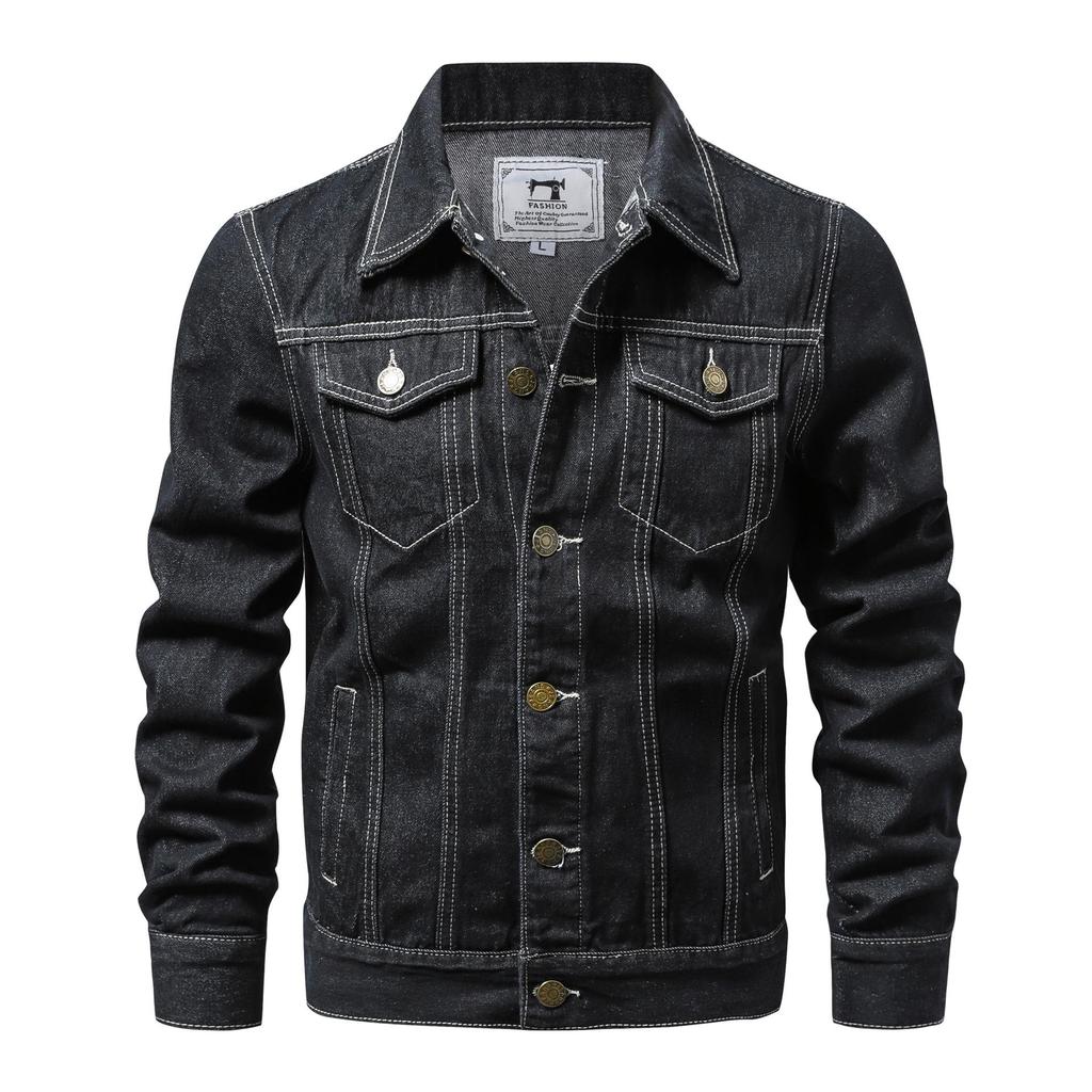 Herren-Jeansjacke, Baumwolle, lässig, Slim-Fit-Jacke, Herren-Jeansjacke
