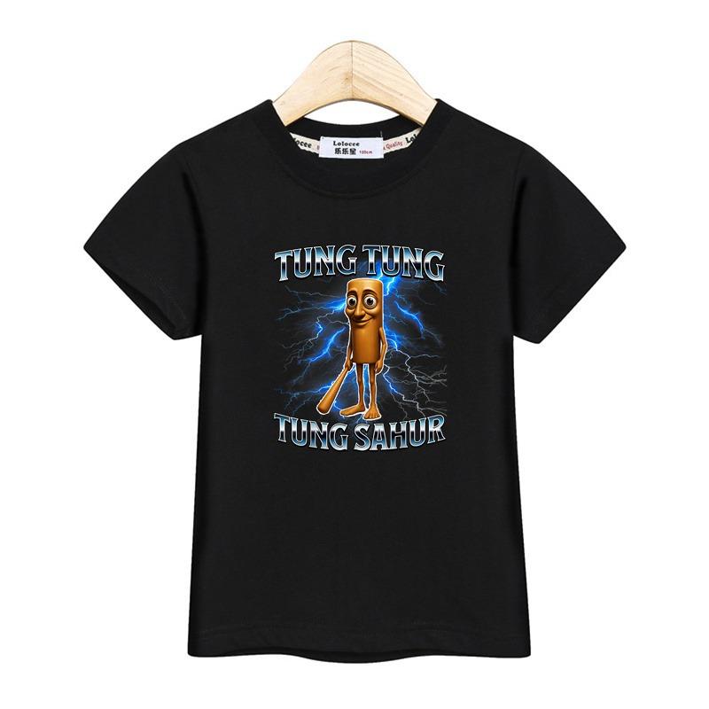 Children Summer Shirt Italian Brainrot Cartoon T-shirt for Boys AI Printed Top Short Sleeved Tees