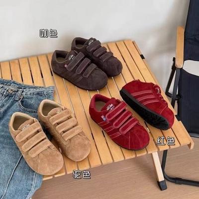 2025 Autumn New Leather Platform Training Shoes Women's Versatile Velcro Retro Fashion Casual Sports Shoes