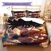 Ropa de cama con estampado de Son Goku, Juego de colcha, Funda de colcha, Funda de almohada, Regalo de cumpleaños para el hogar (1 * funda nórdica + 2 * fundas de almohada, sin núcleo)