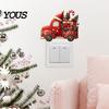 Indoor Outdoor Winter Scene Stickers Christmas Switch Stickers, Removable Santa Claus/Puppy/Reindeer/Elf/Pickup Truck Light Easy Peel And