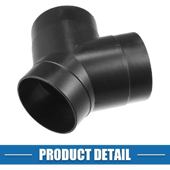 Y Piece Duct Air Ducting Connector Straight Air Heater Duct Joiner Connector Pipe 2.95'' 75mm OD Black (Set of 2)