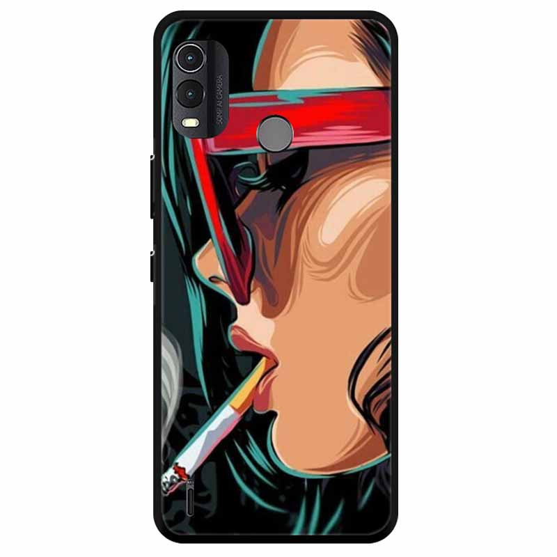 Soft Silicone Cover For Nokia C22 Case 2023 TPU Wolf Lion Painted Black Phone Coque for Nokia C22 C 22 4G Black For NokiaC22