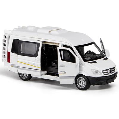 Brinquedo modelo de carro fundido Benz Sprinter MPV em escala 1/32, veículo de brinquedo retrátil com som e luz para crianças, meninos, meninas, coleção de presentes