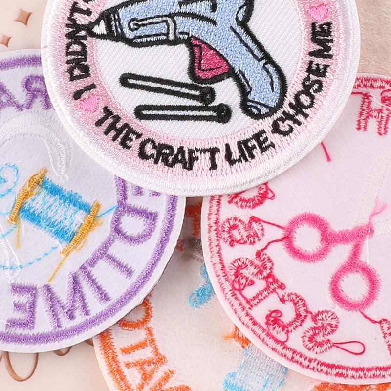 Embroidery Embroidery Logo Round Badge Handmade DIY Adhesive-backed Patch Sticker Clothing Accessories Embroidery Cloth Sticker