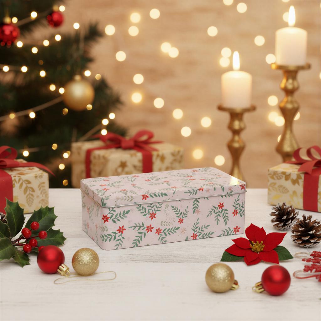 Christmas Tin Box For Cookies, Gingerbread, Sweets, Rods 21X11X7 Cm