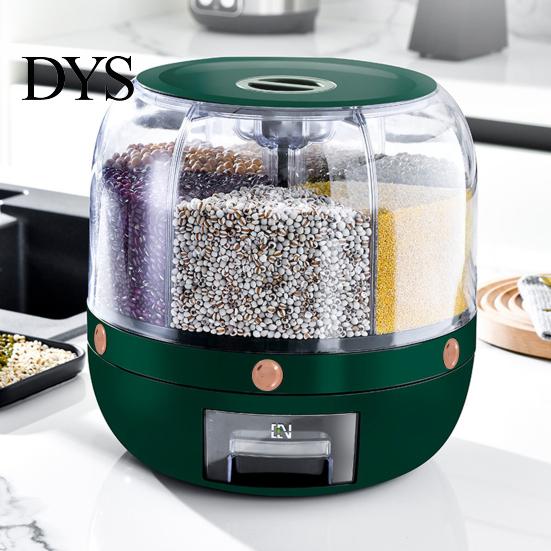 Rotating Grain Organizer Storage Holder Large Capacity One Button Opening Good Sealing Container Food Grade Detailed Division Design Jar Kitchen