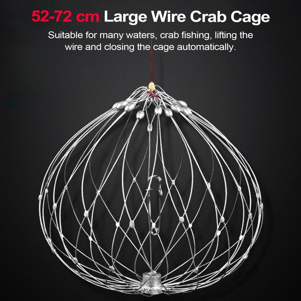 1pc Fishing Net Automatic Open Closing Wire Fish Crab Trap Net Steel Wire for Saltwater Seawater Outdoor Fishing Accessories