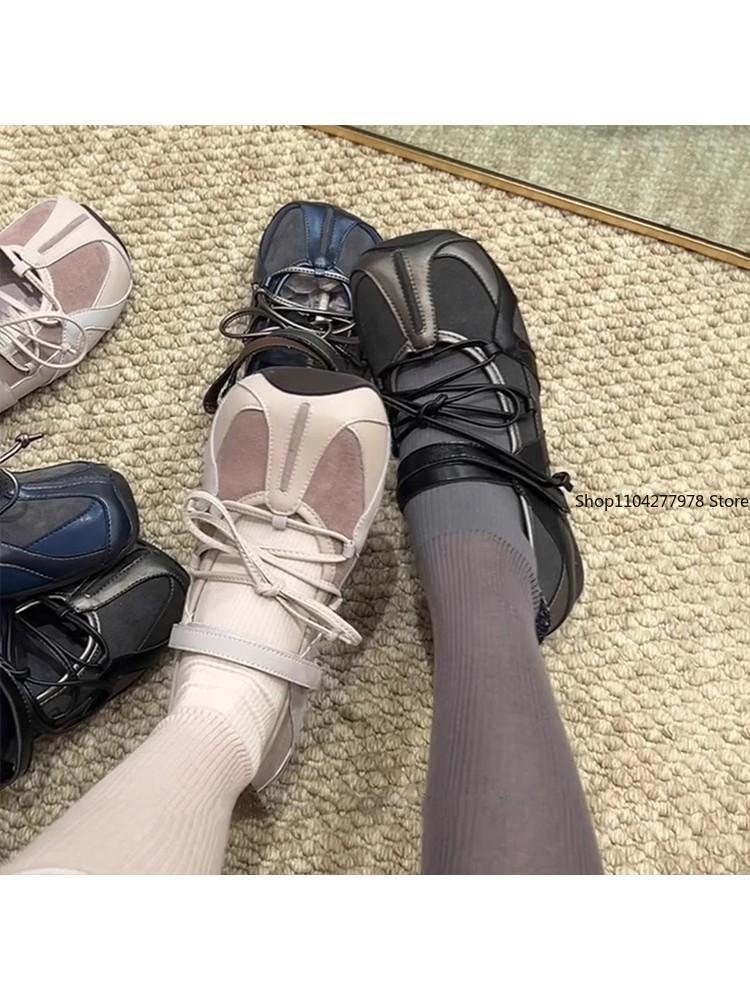 Designer de Moda Tênis Femininos Sapatilhas Casuais Sapatos Esportivos Primavera 2025 Cadarço Nova Marca Corrida Balé Dança Caminhada Mujer Sandálias