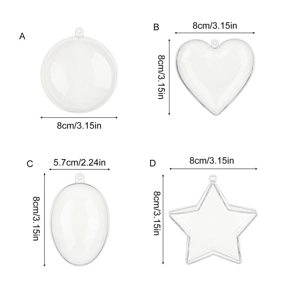 6 Pieces Clear Plastic Craft Ornaments Customizable Christmas Baubles for Tree Decoration Seasonal Displays Accessory
