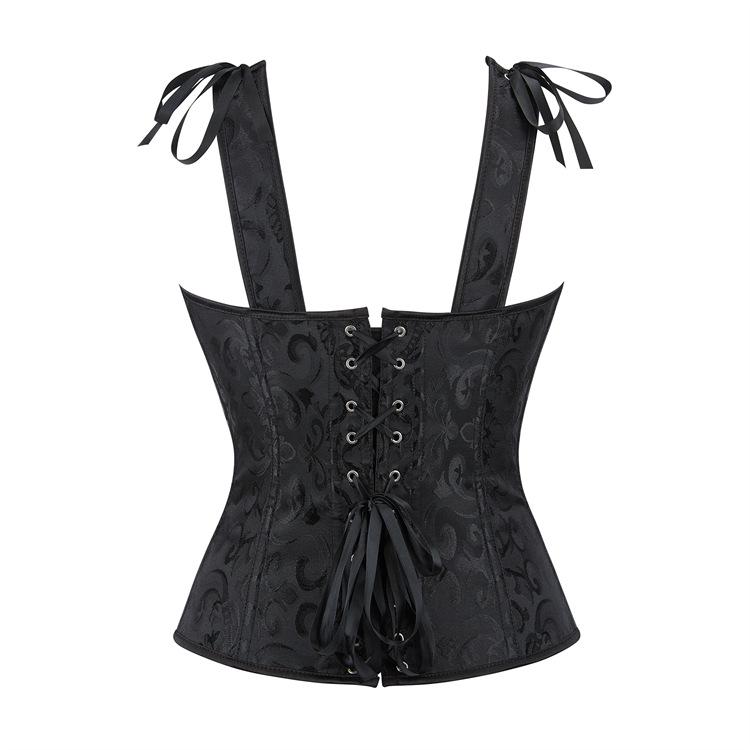 Black Double Strap Women's Waist Cincher Corset Body Shaper