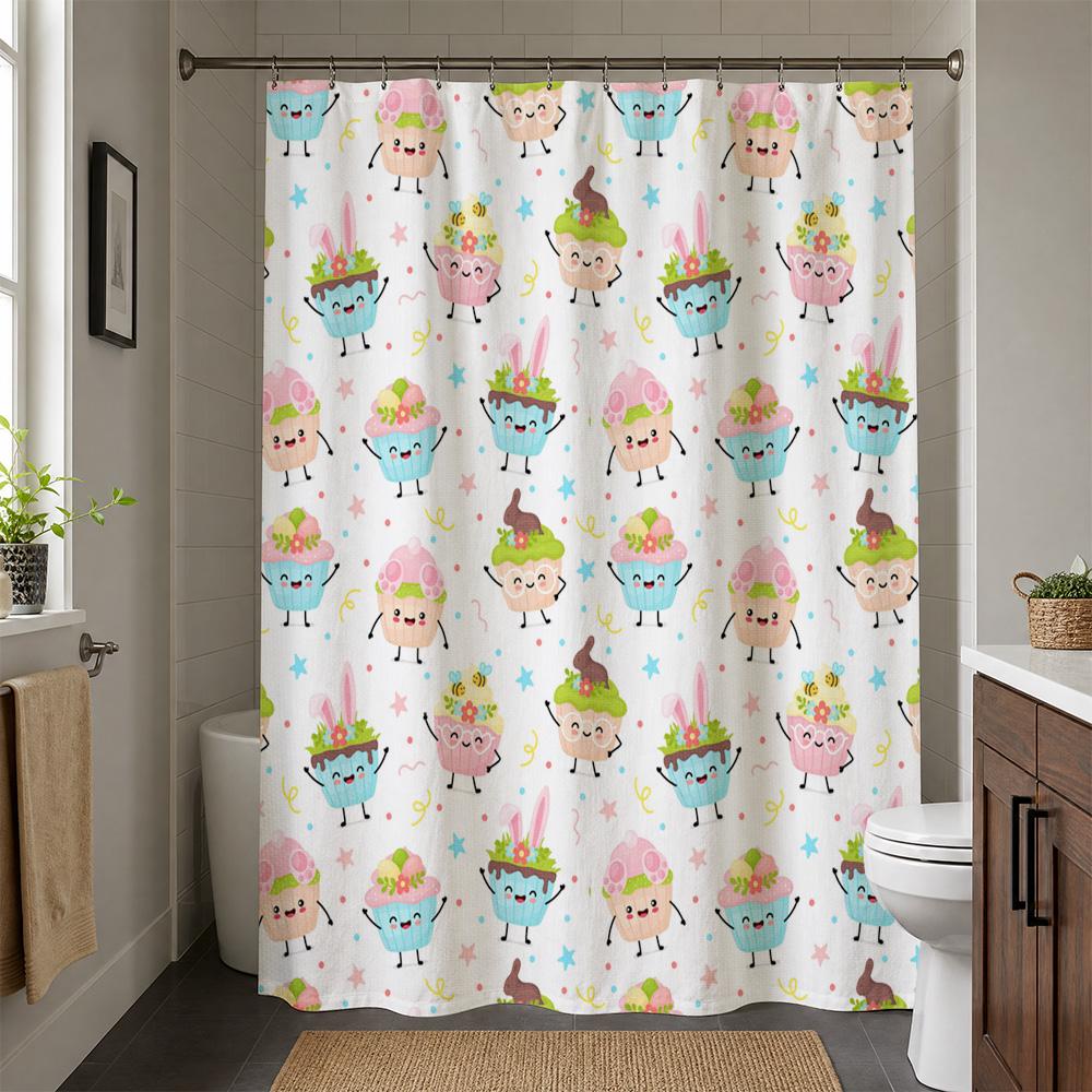 Waterproof Shower Curtain Liner Cute Kawaii Dessert Cake Sprinkle Pattern Bathroom Decor Gift for Kids Girls Tropical Sweet