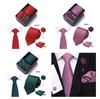 [MaRowsm] Men's Formal Tie, Handkerchief, Cufflinks, Tie Pin, Handkerchief Set (Purple Gloss)
