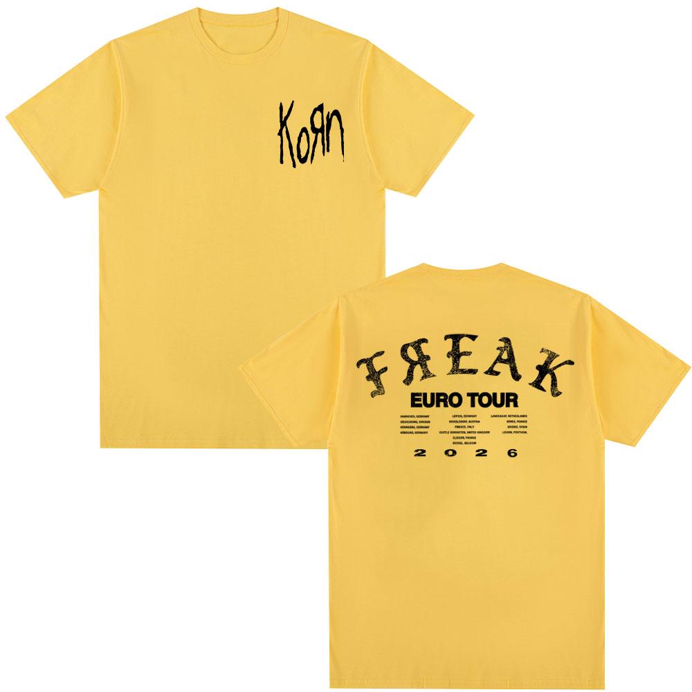 Korn Tour 2026 Merch Tshirt Fan Gifts Metal Gothic Rock Band Tee Unisex Women Cotton Casual Oversized Short Sleeve Tshirt Unisex