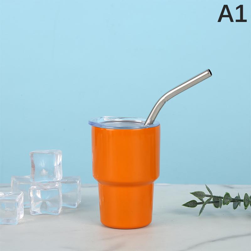 2/3oz Sublimation Tumble Whiskey Wine Glass Stainless Steel Vacuum Insulation Cup Car MIni Coffee Cup With Straw Party Gift