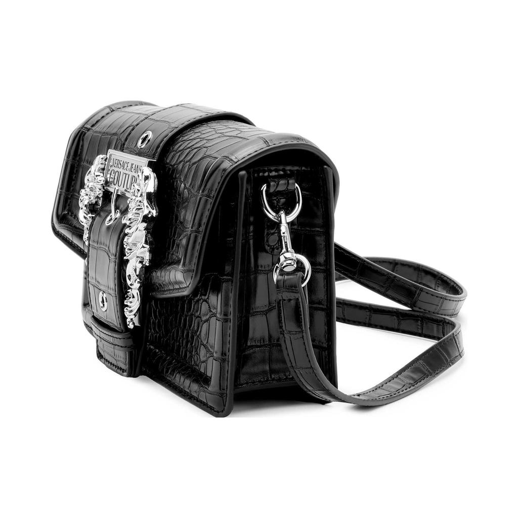 Versace Jeans Couture Fibbia Anello Barocca con Ferramenta Argentata Borsa a Mano in Poliuretano con Texture Coccodrillo Borsa a Tracolla 75VA4BFCZS578899