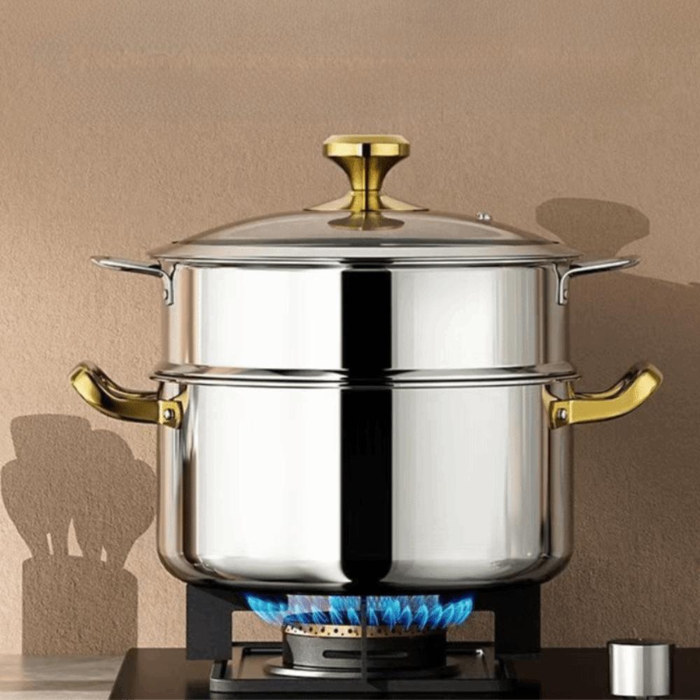Double Handle Stainless Steel Soup Pot Honeycomb Bottom Hot Pot Pots Slow Cooker Dormitory