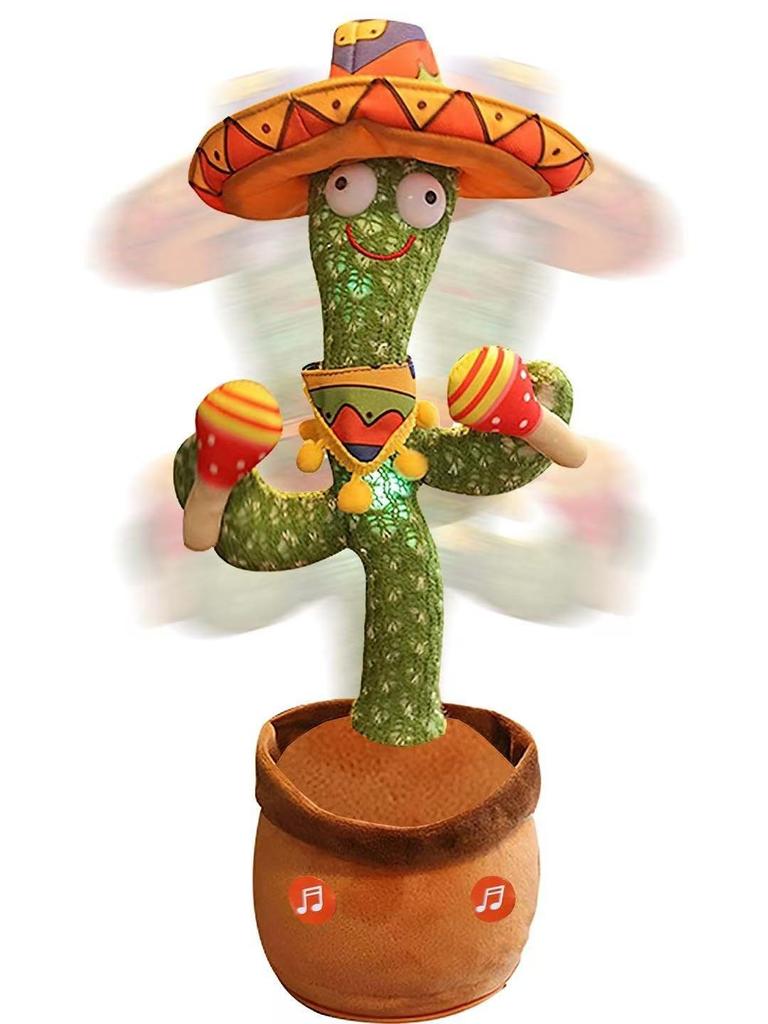 Dancing Cactus Toy, Singing Cactus, Baby Plush Toy, Moving Cactus, Reactive Toy that Plays 200 Songs, Recordable, Speaks, Suitable for Early Developme