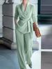 Autumn Fashion Elegant Women's Casual Solid Color Suit Set with Tie