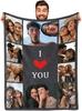 Ich liebe dich Personalisierte Decke mit Fotocollage Text Bild Kuscheldecke für Weihnachten Valentinstag Geburtstagsgeschenk