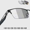 Half Frame Men Business Reading Glasses Pochromic Progressive Multifocal Far Sight Glasses Anti-blue Light Presbyopia Glasses