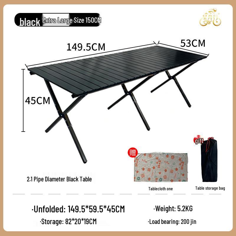 Portable Carbon Steel Foldable Picnic & Camping Table