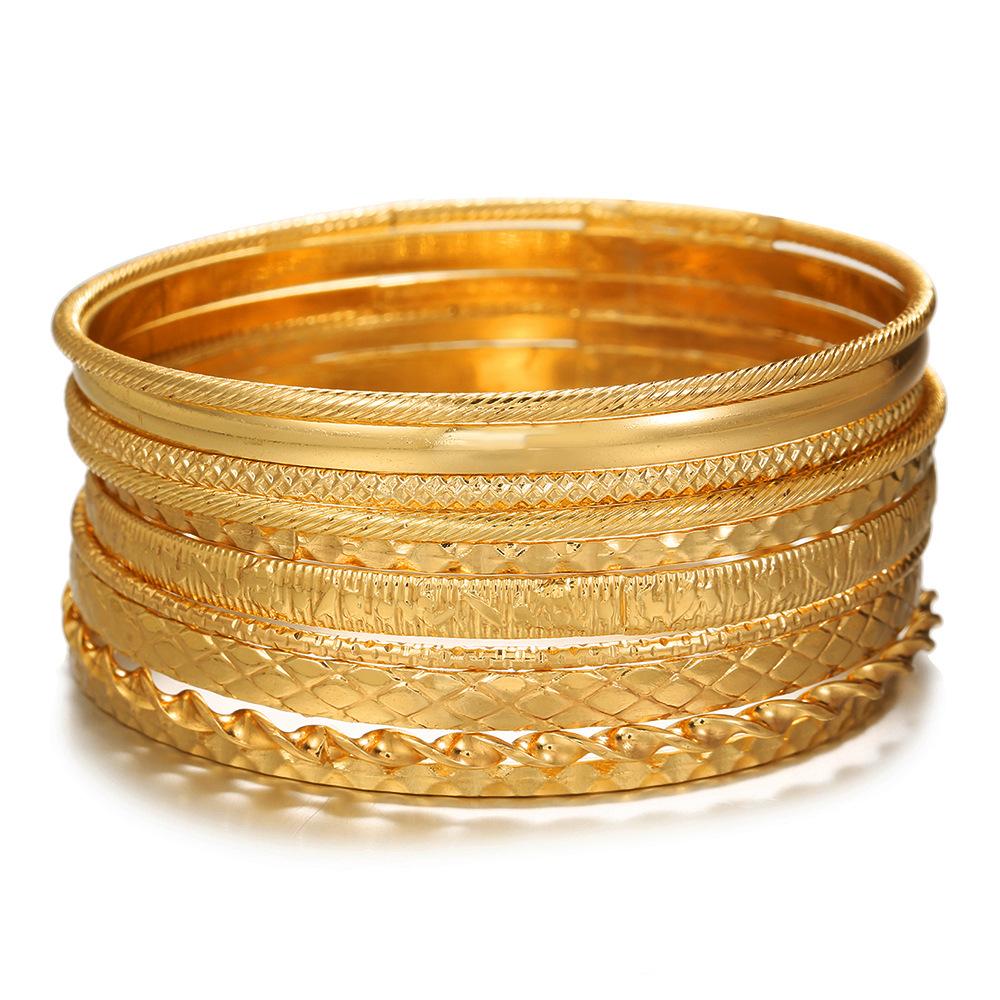 European and American multi-layer metal jewelry simple personalized chain bracelet bohemian fashion multi-layer stacked bracelet set