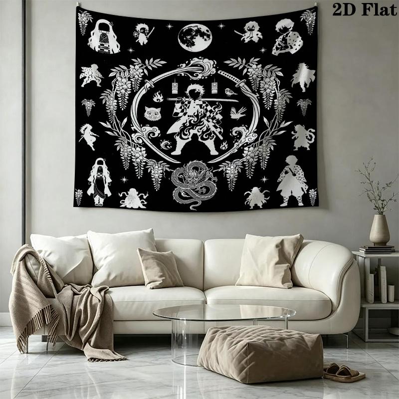 Demon Slayer Wall Tapestry Aesthetic Wall Hanging Printed Fabric Blanket Decorative Tapestries For Bedroom Living Room Home Decor