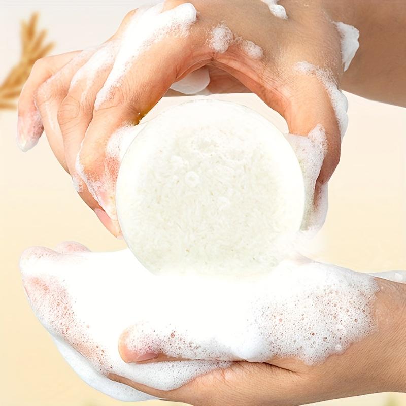 Rice Puree Deep Cleansing Shampoo Soap,Remove Loose Dandruff Flakes,Split Ends,Moisturize and Smooth Hair,Fresh Oil Control Cleaning Soap