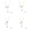 High Grade Butterfly Zircon Tassel Pendant Necklace Stainless Steel Fashion Geometric Choker Jewelry Party Gifts For Women Girls