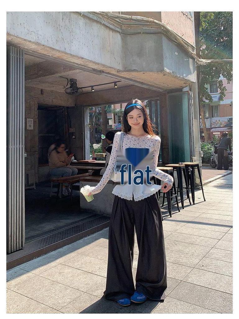 Women's Spring Floral Sheer Slim Long Sleeve T-shirt
