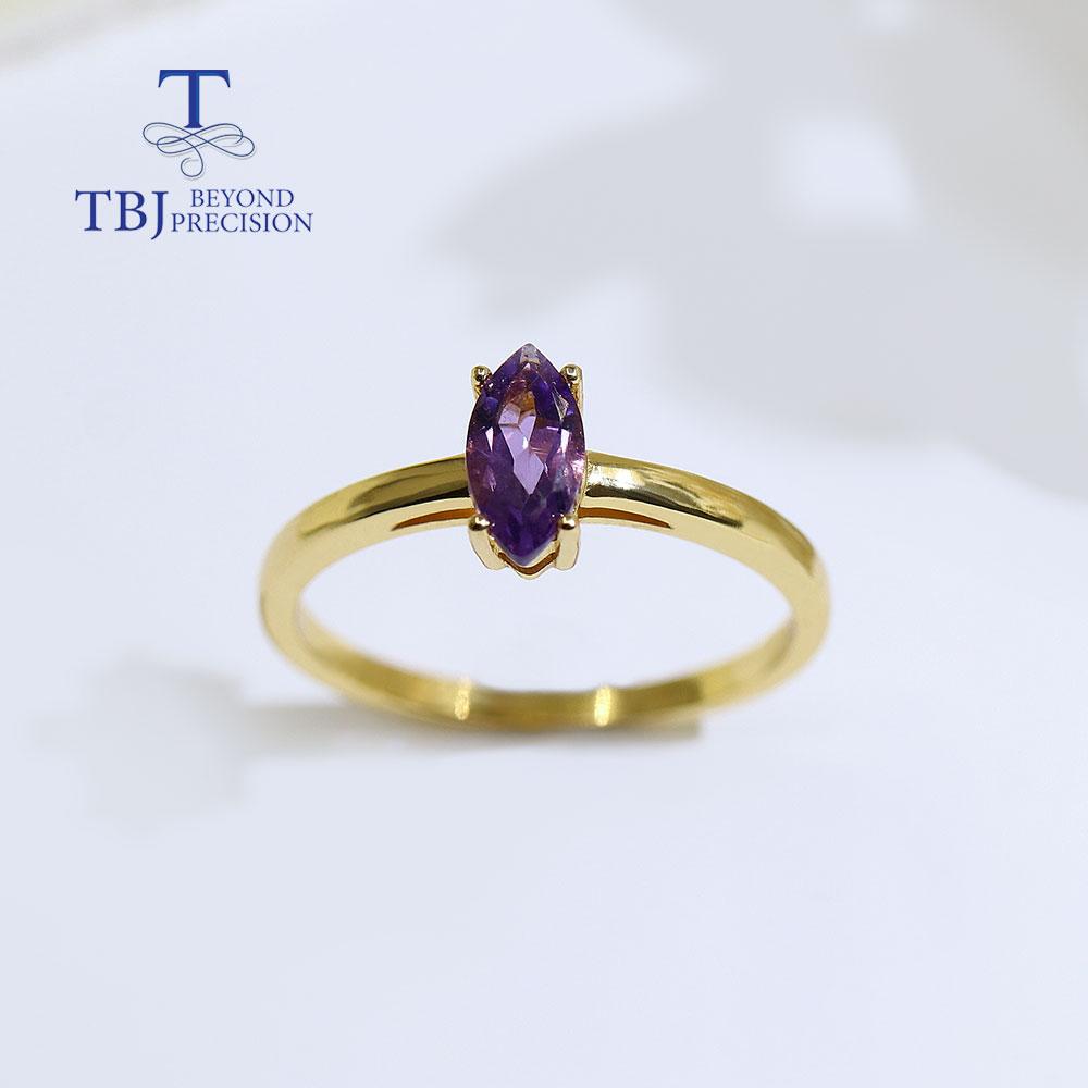 100% натуральне просте кільце з аметистом mq 4*8 мм, напівдорогоцінне каміння зі срібла 925 проби, вишукані ювелірні вироби для дівчат, жіночий щоденний одяг