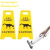 Funny Cat Vomit Sign with Mini Cleaning Mop Novelty Gag Caution Vomit Sign Gifts Warning Sign Decoration Suitable Pet Owners