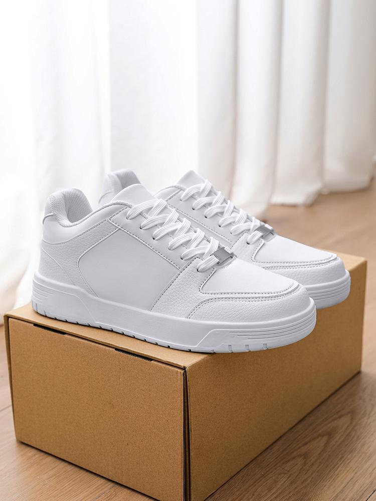 Men Flat Low Top Walking Shoes Fashion Casual Sneakers Tennis Shoe Lace Up Comfort Slip On Student White Slate Shoe Road Running