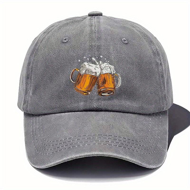 Beer Toast Mugs Print Baseball Cap Cotton Casual Adjustable Dad Hat for Casual Gatherings