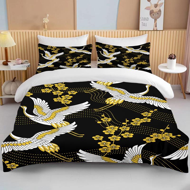 10 Sizes Japanese Kimono Fine Pattern Bedding 3 Piece Set king size double  bedding set microfiber or polyester duvet cover set