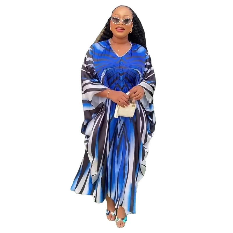 Plus Size Women's Fashion New Striped Waist Dress
