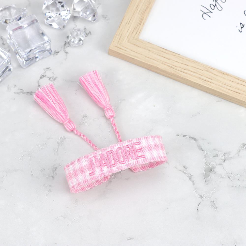 J'adore Bracelet: Embroidered Letter Tassel Wristband for Women & Couples