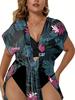 2025 Tropical Jungle Print Plus Size Two-Piece Swimsuit for Women's Hot Spring Resort