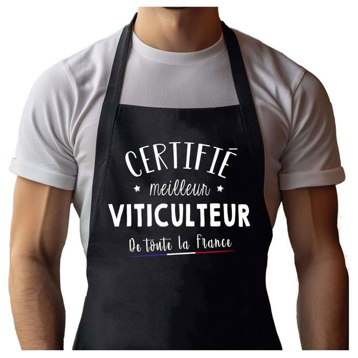 Planetee Tablier Noir Viticulteur Certifié Meilleur de France| Vêtement Blouse de protection pour Cuisine Barbecue, Jardinage